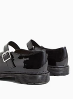 Black Faux Leather Mary Jane Oxford Flat (WW