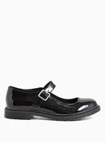 Black Faux Leather Mary Jane Oxford Flat (WW