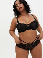 Black Strappy Chantilly Lace Longline Bralette