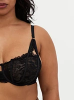 Black Strappy Chantilly Lace Longline Bralette