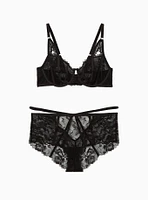 Black Strappy Chantilly Lace Longline Bralette