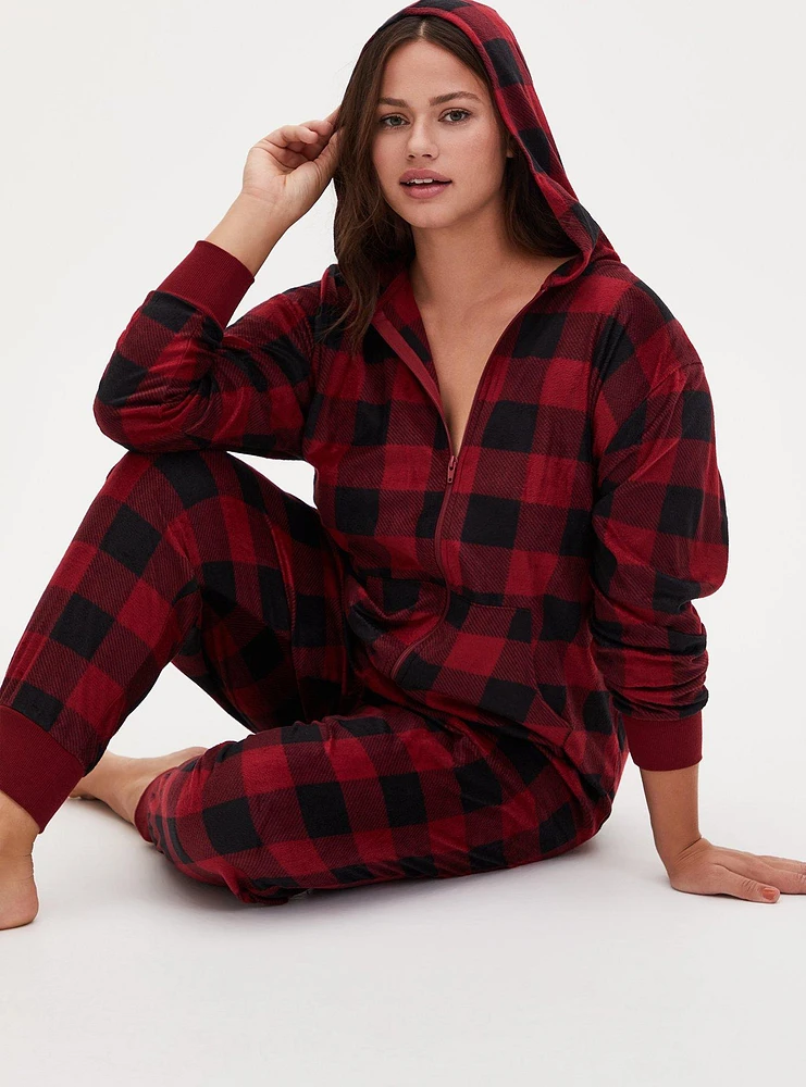 Fleece Hooded Back Flap Lounge Onesie