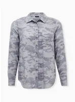 Relaxed Fit Brushed Rayon Button-Up Shirt