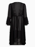 Maxi Chiffon Ruffle Hem Coverup Kimono