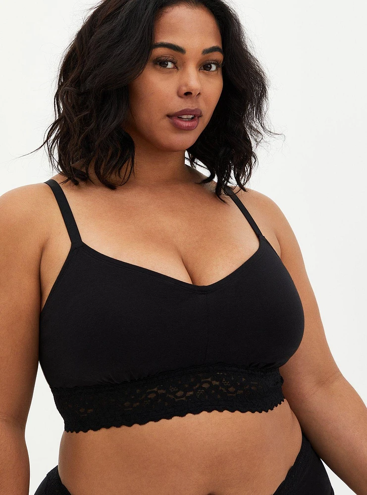 Lightly Lined Cotton Lace Hem Bralette