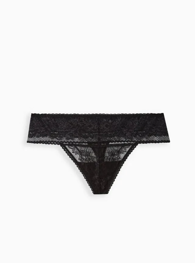 TORRID Cotton Mid-Rise Thong Lace Trim Panty