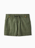 5 Inch Pull-On Linen Blend Mid-Rise Short