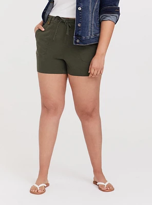 5 Inch Pull-On Linen Blend Mid-Rise Short