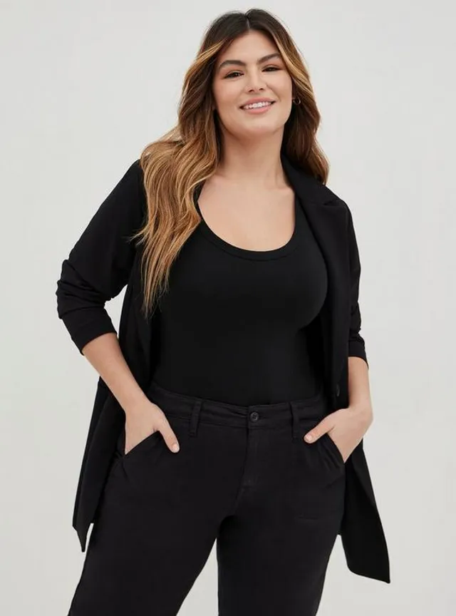 Lands' End Plus Size Mid Rise Pull On Knockabout Chambray Crop Pants