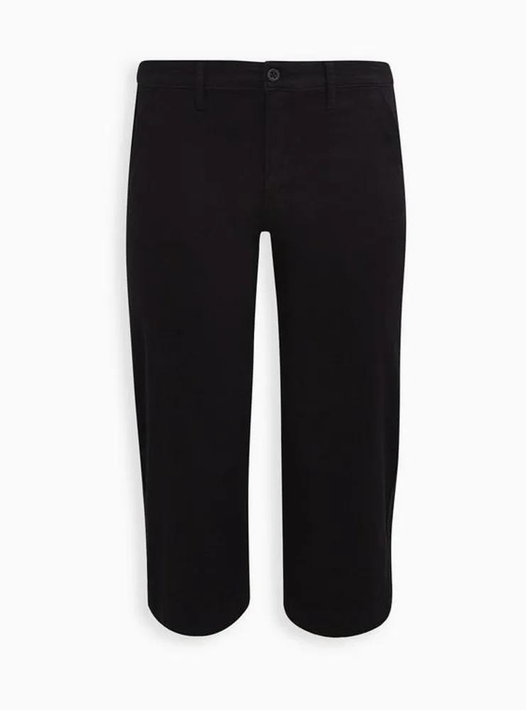 Crop Pull-On Wide Leg Stretch Twill Mid-Rise Pant