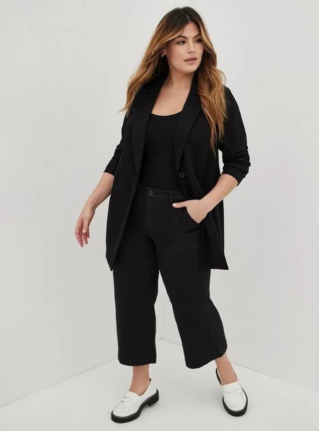 TORRID Crop Pull-On Wide Leg Stretch Twill Mid-Rise Pant