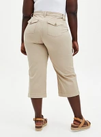 Crop Pull-On Wide Leg Stretch Twill Mid-Rise Pant