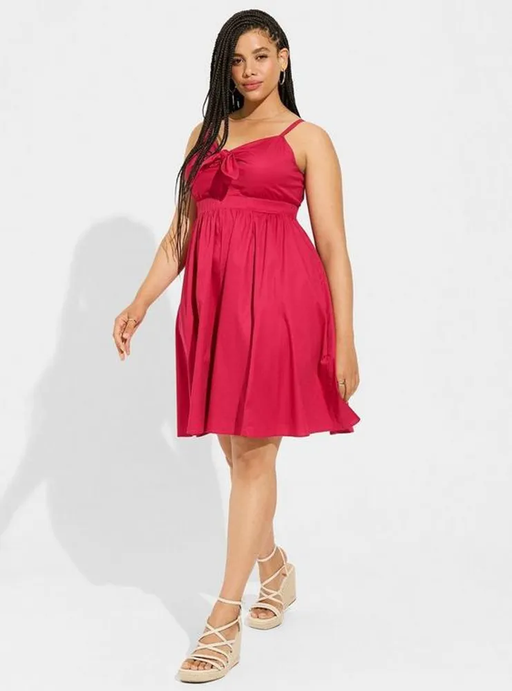 Mini Poplin Tie-Front Skater Dress