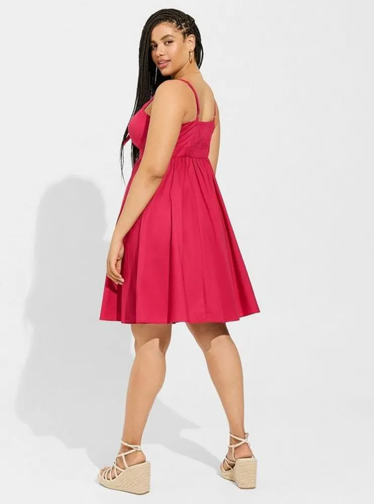 Mini Poplin Tie-Front Skater Dress