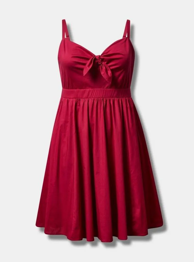 Mini Poplin Tie-Front Skater Dress