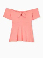 Babydoll Super Soft Tie-Front Off-Shoulder Top