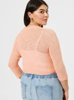 Slub Shrug 3/4 Sleeve Cropped Sweater