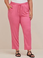 Relaxed Taper Stretch Challis High-Rise Tie-Front Pant