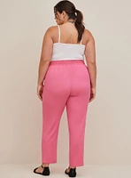 Relaxed Taper Stretch Challis High-Rise Tie-Front Pant