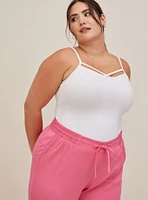 Relaxed Taper Stretch Challis High-Rise Tie-Front Pant
