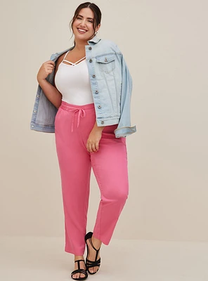 Relaxed Taper Stretch Challis High-Rise Tie-Front Pant