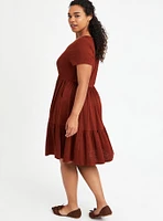 Mini Rib Knit Babydoll Skater Dress