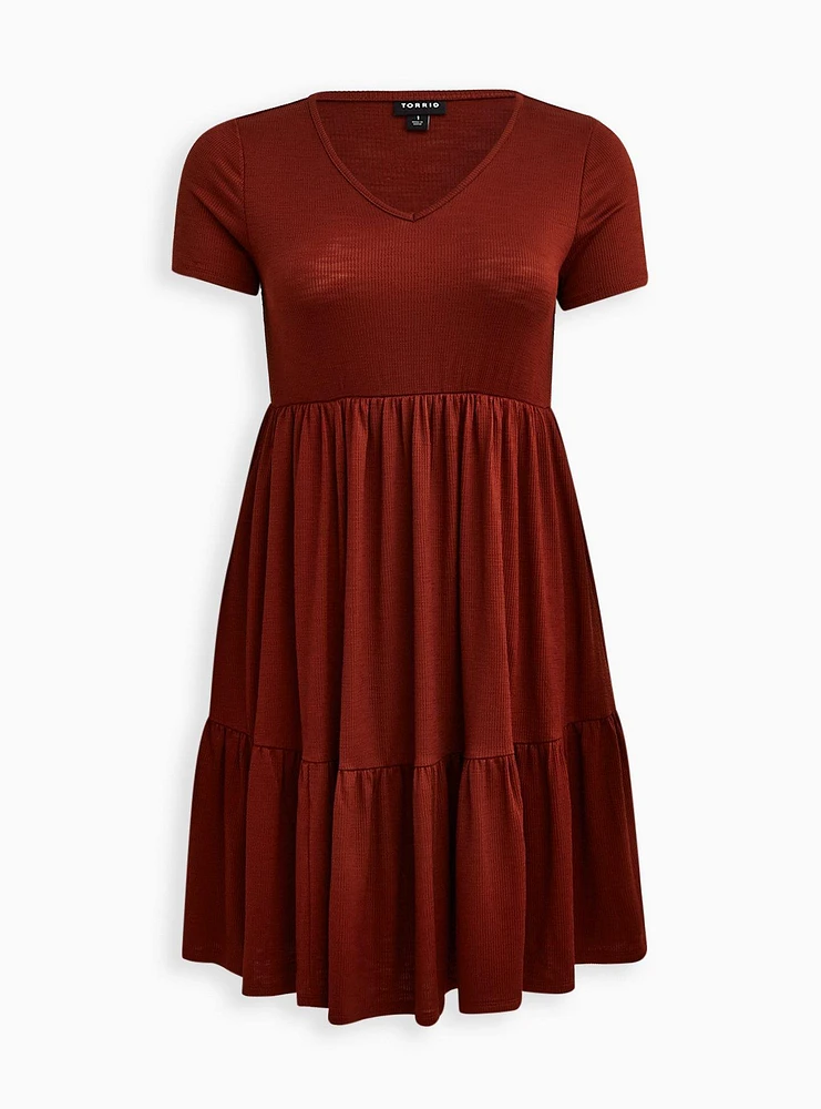 Mini Rib Knit Babydoll Skater Dress