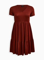 Mini Rib Knit Babydoll Skater Dress