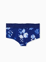 Cotton Mid-Rise Boyshort Lace Trim Panty