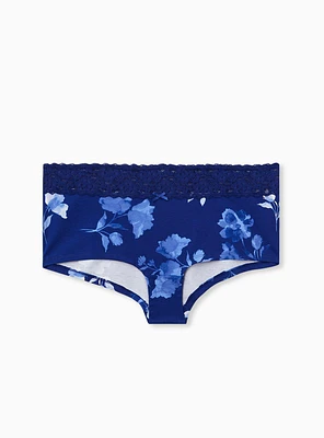 Cotton Mid-Rise Boyshort Lace Trim Panty