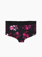 Cotton Mid-Rise Boyshort Lace Trim Panty