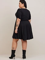 Mini Studio Knit Cinch Front Skater Dress