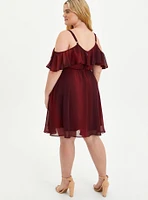 Mini Chiffon Coldshoulder Skater Dress