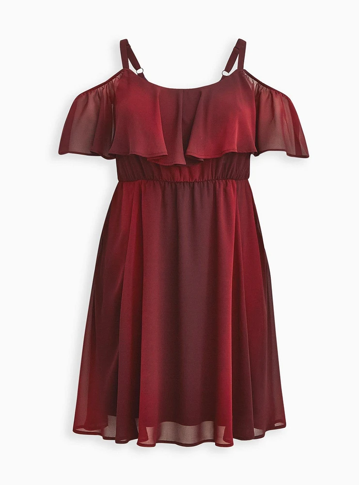 Mini Chiffon Coldshoulder Skater Dress