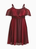 Mini Chiffon Coldshoulder Skater Dress