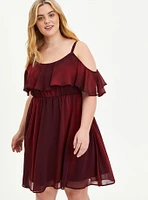 Mini Chiffon Coldshoulder Skater Dress