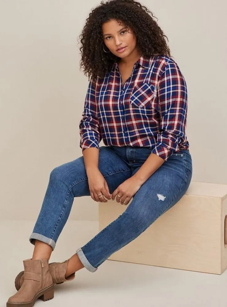 Lizzie Rayon Twill Button-Up Long Sleeve Shirt