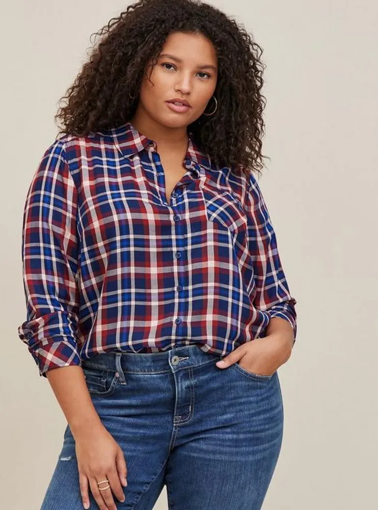 Lizzie Rayon Twill Button-Up Long Sleeve Shirt