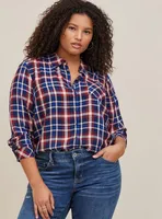 Lizzie Rayon Twill Button-Up Long Sleeve Shirt