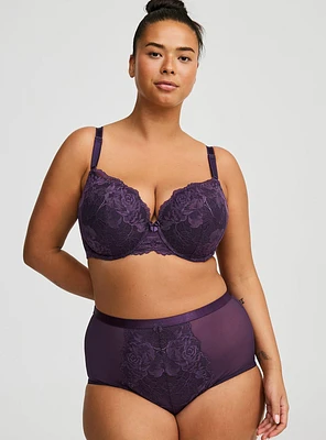 High-Rise Floral Lace Brief Panty