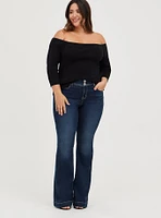 Pullover 3/4 Sleeve Off-Shoulder Sweater