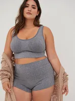 Scoop Neck Seamless Bralette - Ribbed Heather Grey