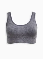 Scoop Neck Seamless Bralette - Ribbed Heather Grey