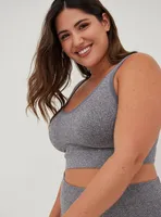 Scoop Neck Seamless Bralette - Ribbed Heather Grey