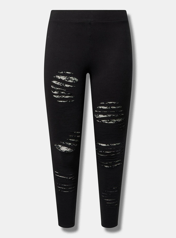 Full Length Signature Waist Slashed Lace Legging