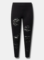 Full Length Signature Waist Slashed Lace Legging