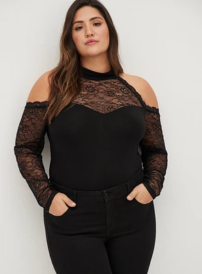 High Neck Cold Shoulder Top