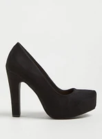 Platform Pump - Faux Suede Black (WW)