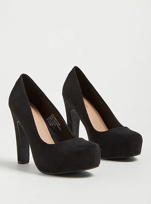 Platform Pump - Faux Suede Black (WW)