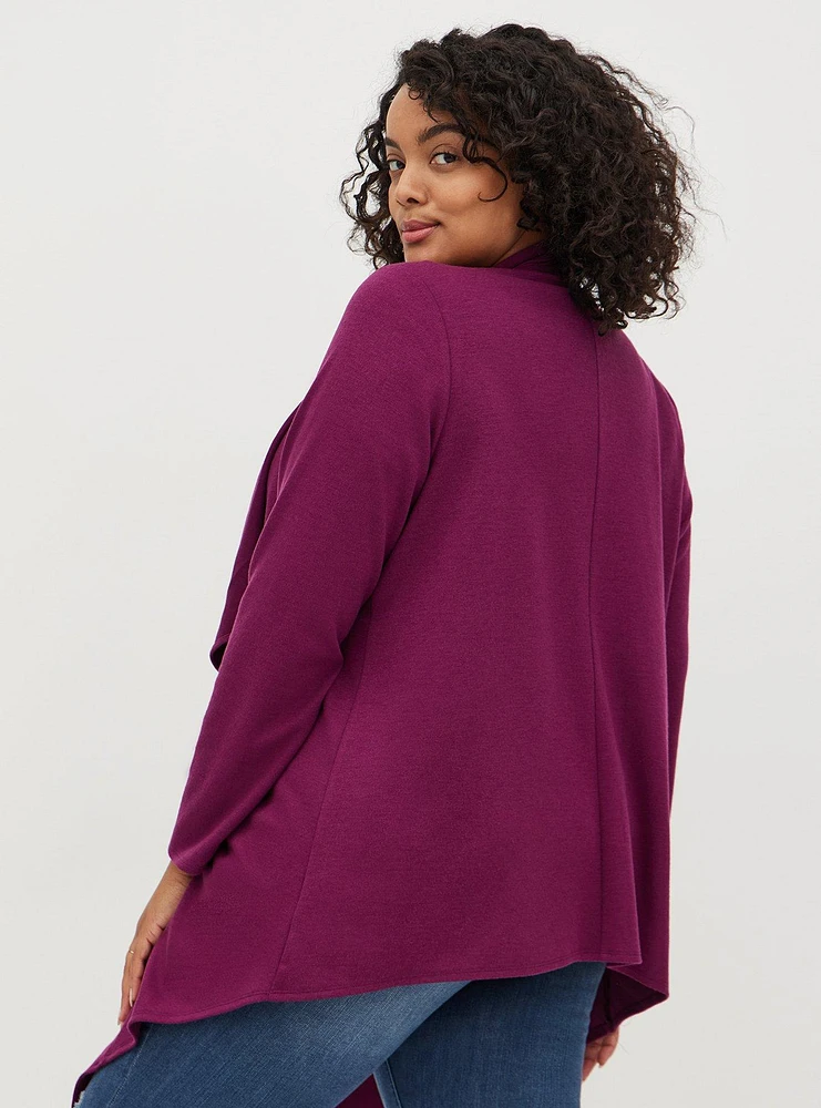 Brushed Ponte Drape Front Cardigan